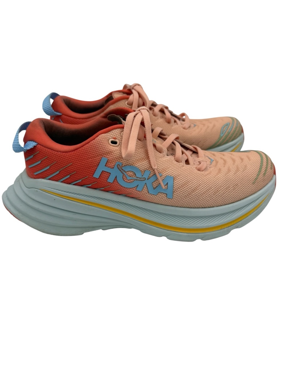HOKA Bondi X Size 7 Orange & Blue Running Sneakers - Picture 2 of 16